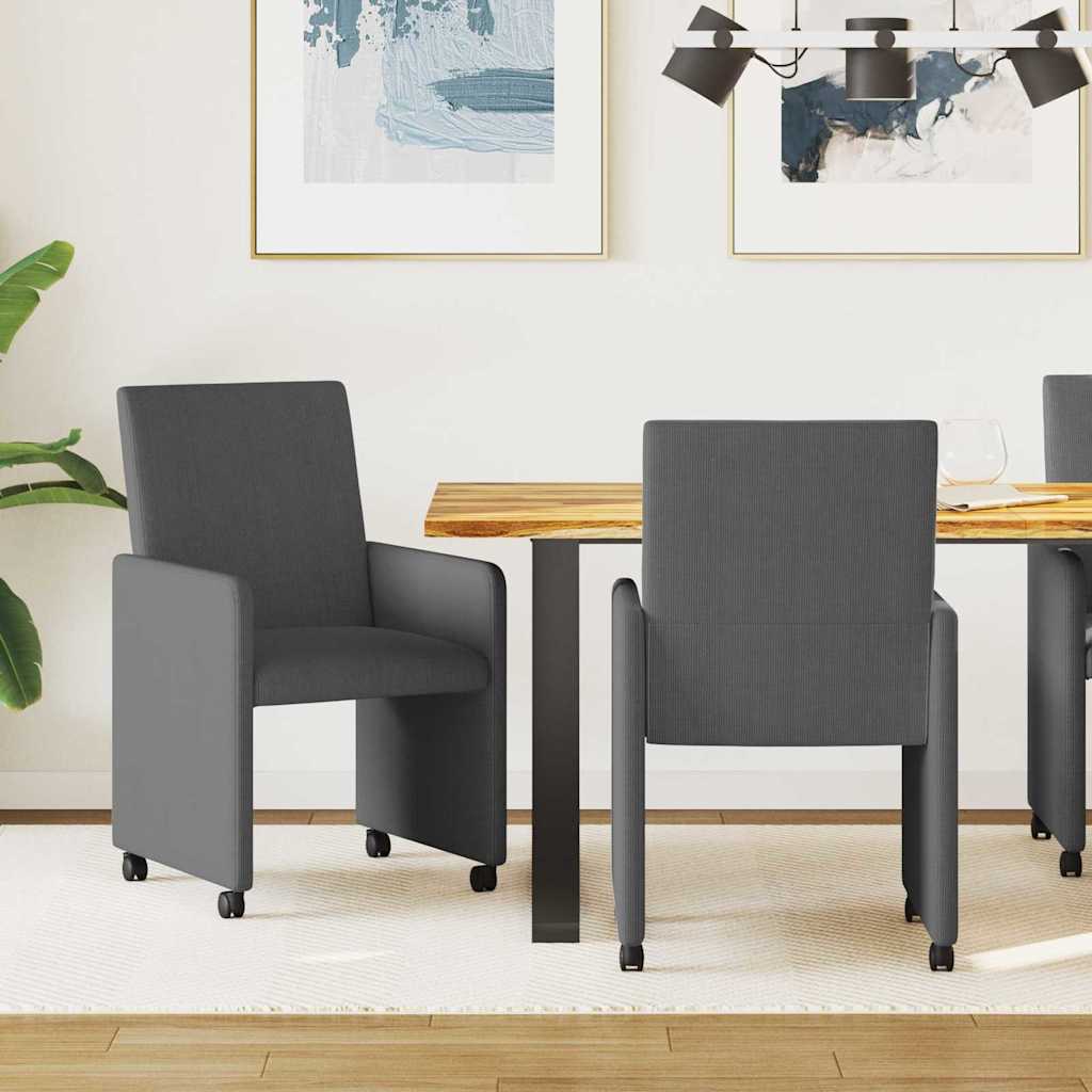 Eetkamerstoelen met Wieltjes 2 pcs Donkergrijs 57 x 66 x 94 cm is nu te koop bij PeponiXL, paradijselijk wonen!