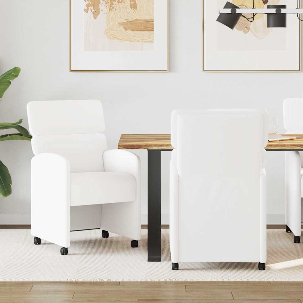 Eetkamerstoelen met Wieltjes 2 pcs Wit 58 x 65 x 98 cm is nu te koop bij PeponiXL, paradijselijk wonen!
