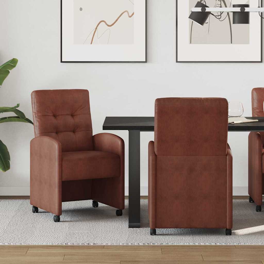 Eetkamerstoelen met Wieltjes 2 pcs Glanzend bruin Kunstleer is nu te koop bij PeponiXL, paradijselijk wonen!