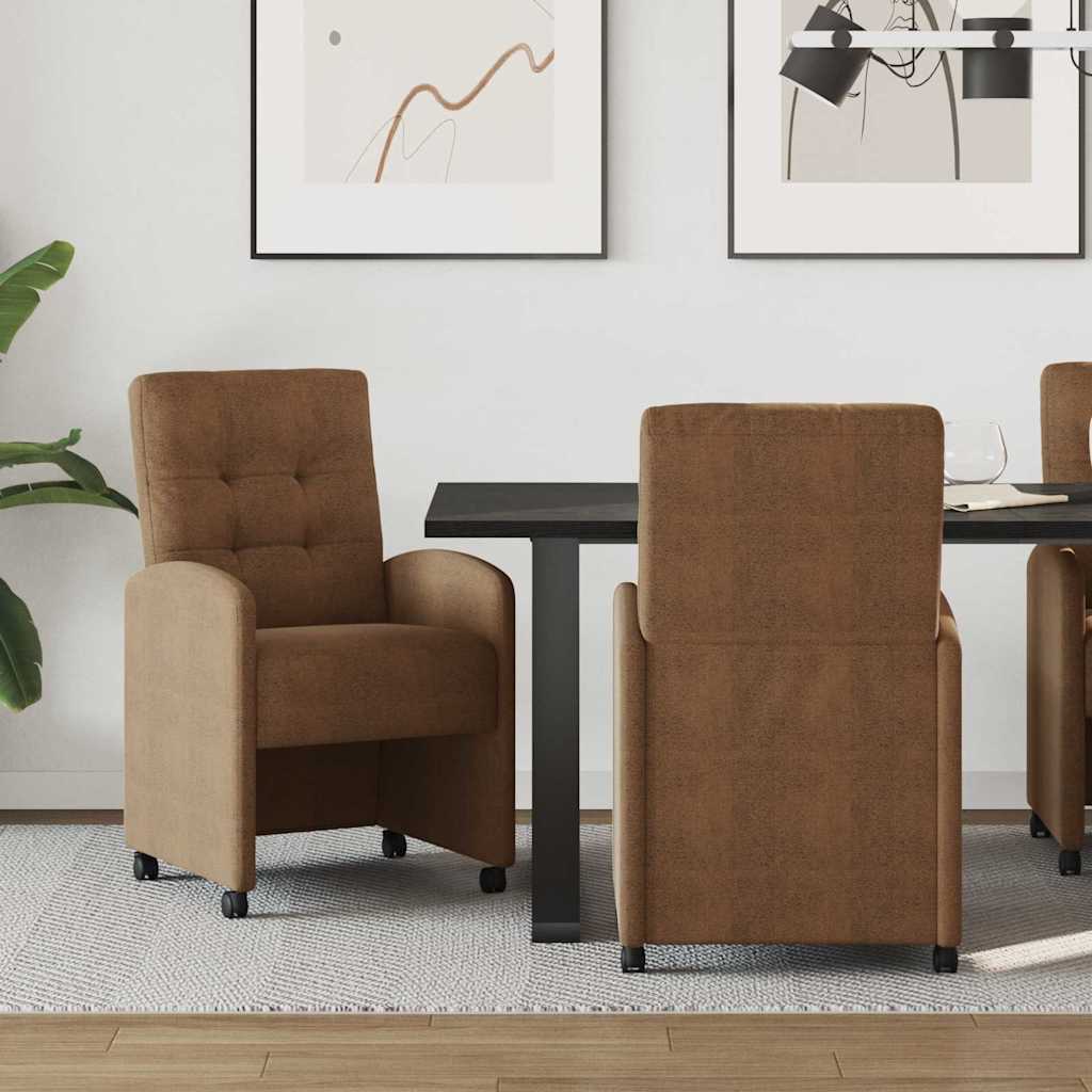 Eetkamerstoelen met Wieltjes 2 pcs Bruin 58 x 67 x 97 cm is nu te koop bij PeponiXL, paradijselijk wonen!