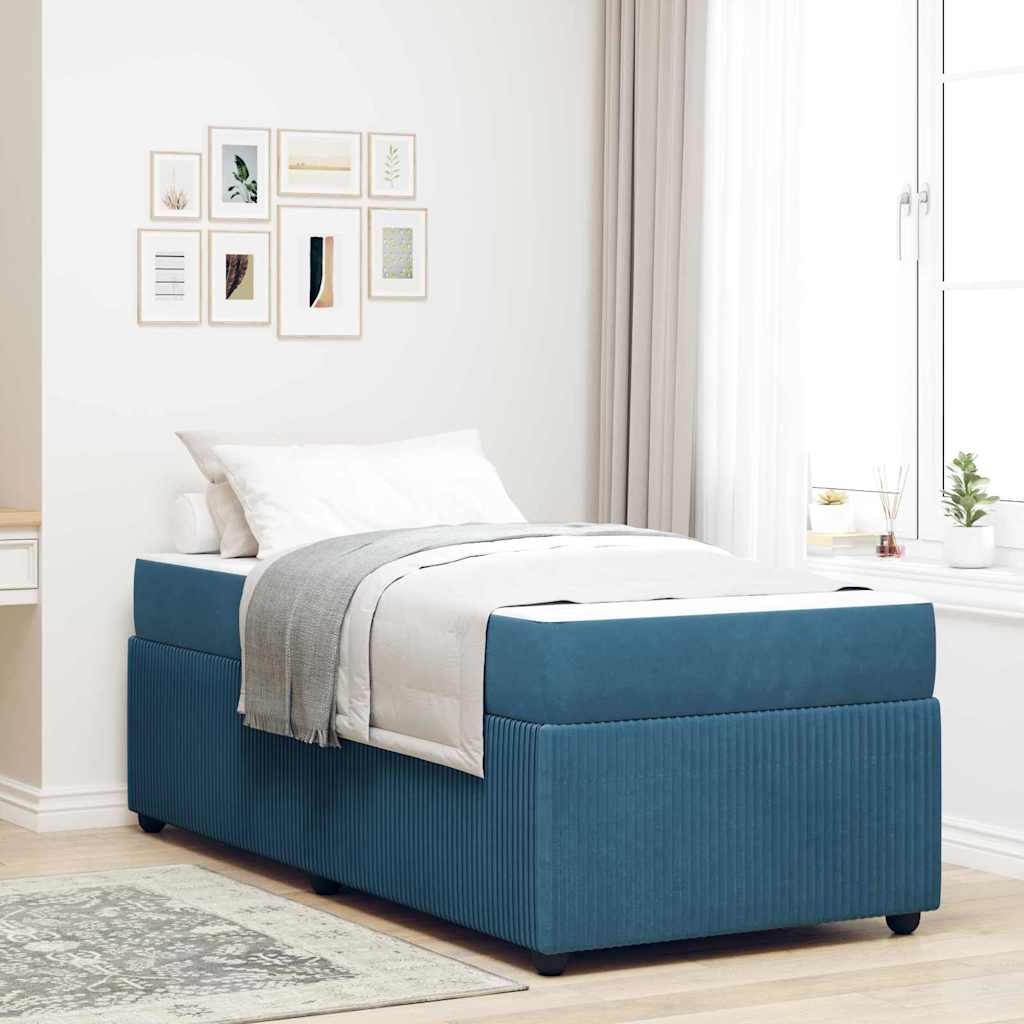 Bedframe met matras Blauw 90 x 200 cm Stof is nu te koop bij PeponiXL, paradijselijk wonen!
