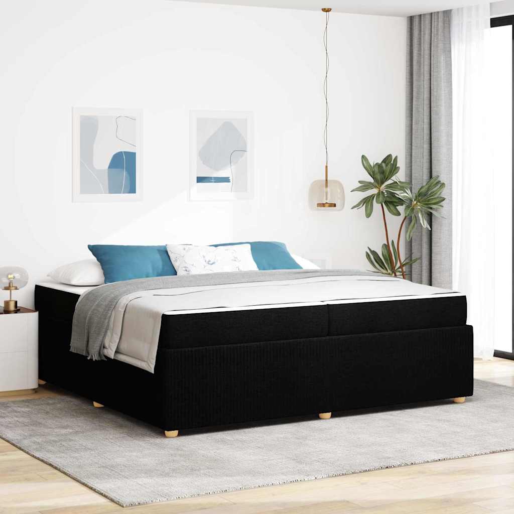 Bedframe met matras Zwart 200 x 200 cm Stof is nu te koop bij PeponiXL, paradijselijk wonen!