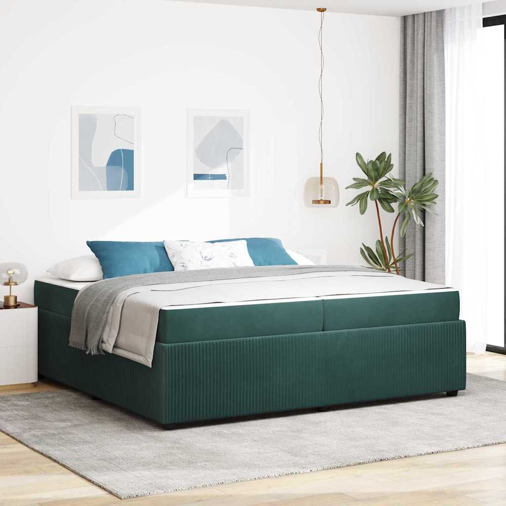 Bedframe met matras Donkergroen 200 x 200 cm Stof is nu te koop bij PeponiXL, paradijselijk wonen!