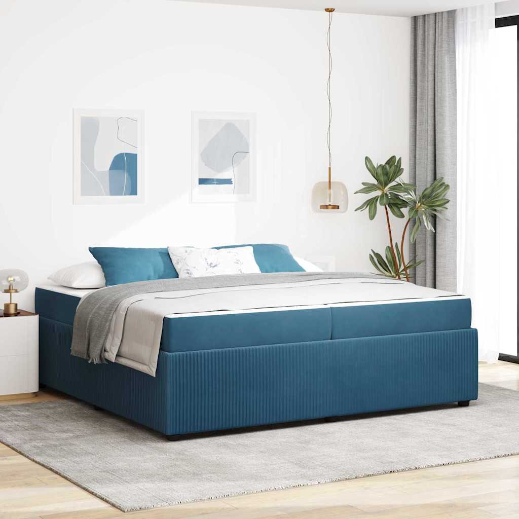 Bedframe met matras Blauw 200 x 200 cm Stof is nu te koop bij PeponiXL, paradijselijk wonen!