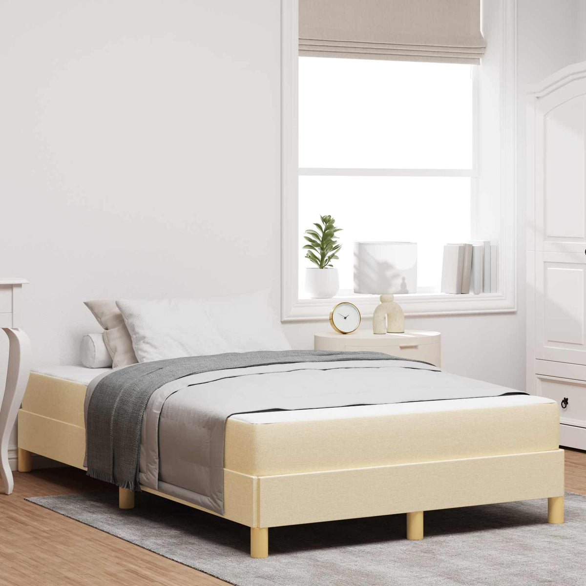 Boxspringbed met matras Crème 120 x 190 cm Stof is nu te koop bij PeponiXL, paradijselijk wonen!