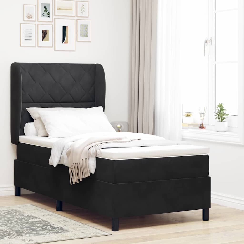 Boxspringbed met hoofdeinde Zwart 190 x 90 cm Fluweel is nu te koop bij PeponiXL, paradijselijk wonen!