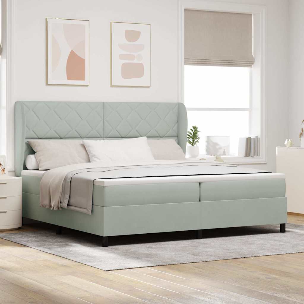 Boxspringbed met hoofdeinde Lichtgrijs 200 x 200 cm Fluweel is nu te koop bij PeponiXL, paradijselijk wonen!