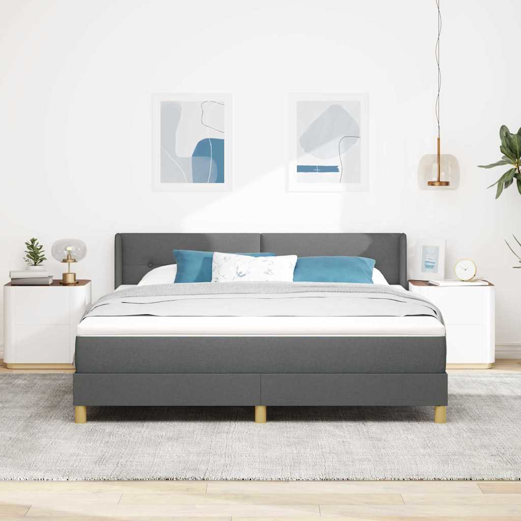 Boxspringbed met hoofdeinde Donkergrijs 200 x 180 cm Stof is nu te koop bij PeponiXL, paradijselijk wonen!