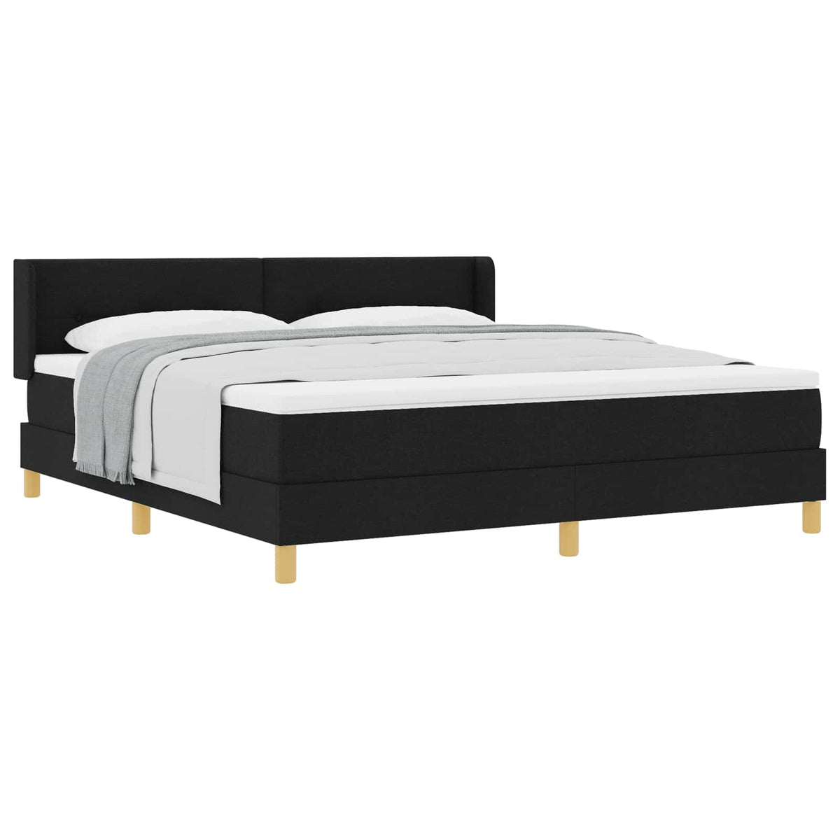 Boxspringbed met hoofdeinde Zwart 200 x 180 cm Stof is nu te koop bij PeponiXL, paradijselijk wonen!