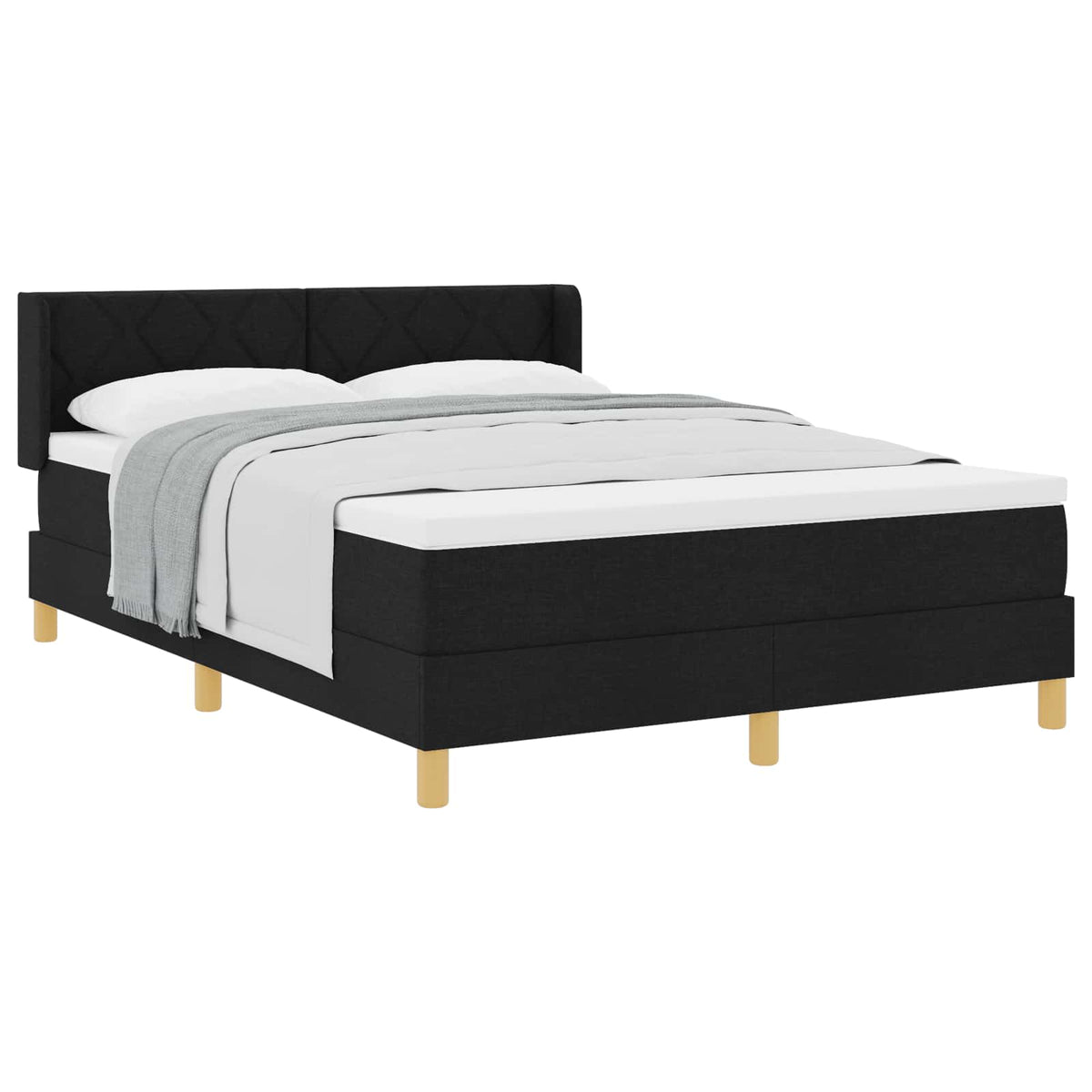 Boxspringbed met hoofdeinde Zwart 200 x 160 cm Stof is nu te koop bij PeponiXL, paradijselijk wonen!