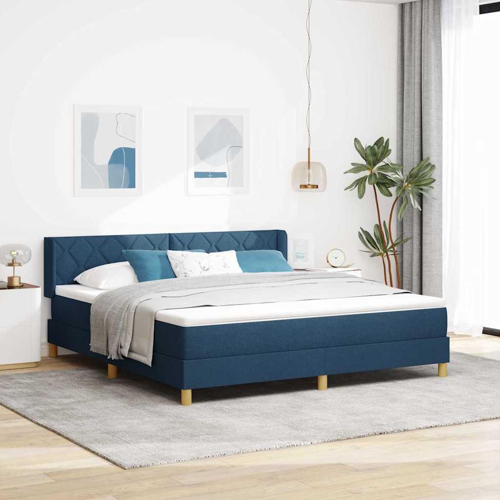 Boxspringbed met hoofdeinde Blauw 200 x 180 cm Stof is nu te koop bij PeponiXL, paradijselijk wonen!