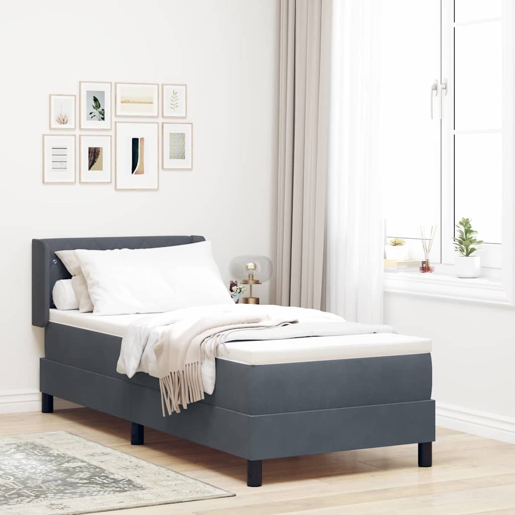 Boxspringbed met hoofdeinde Donkergrijs 200 x 80 cm Fluweel is nu te koop bij PeponiXL, paradijselijk wonen!