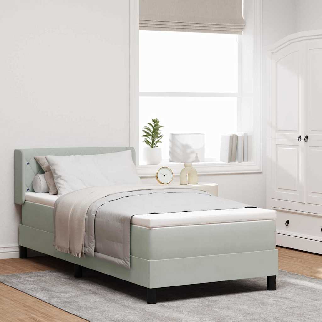 Boxspringbed met hoofdeinde Lichtgrijs 200 x 100 cm Fluweel is nu te koop bij PeponiXL, paradijselijk wonen!