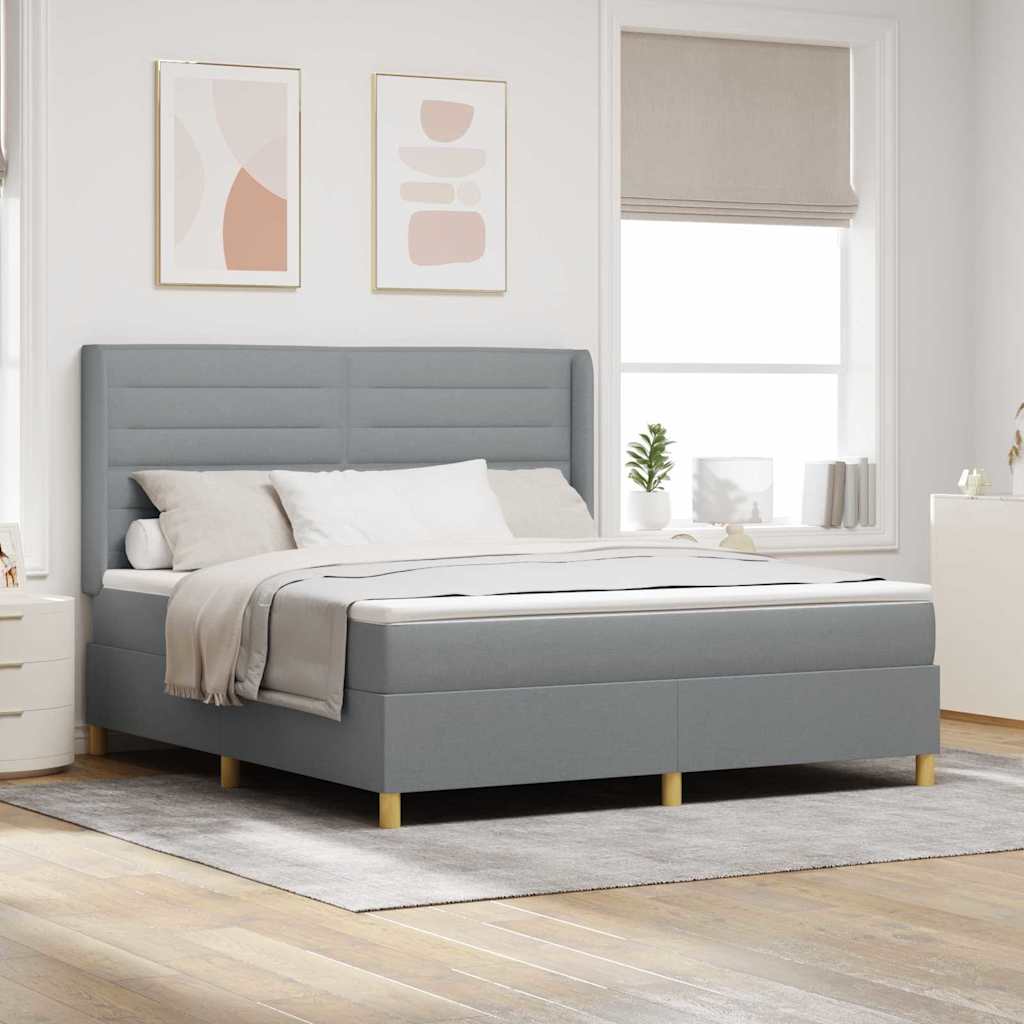 Boxspringbed met matras Lichtgrijs 180 x 200 cm Stof is nu te koop bij PeponiXL, paradijselijk wonen!