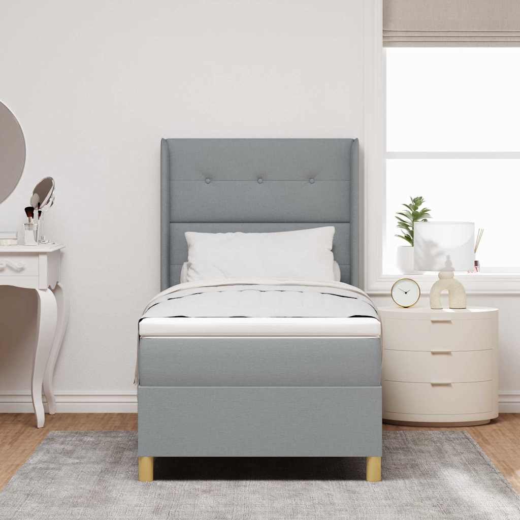 Boxspringbed met matras Lichtgrijs 90 x 200 cm Stof is nu te koop bij PeponiXL, paradijselijk wonen!