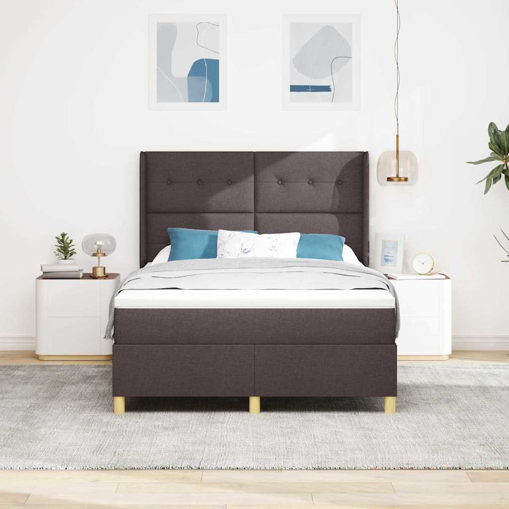 Boxspringbed met matras Donkerbruin 140 x 200 cm Stof is nu te koop bij PeponiXL, paradijselijk wonen!