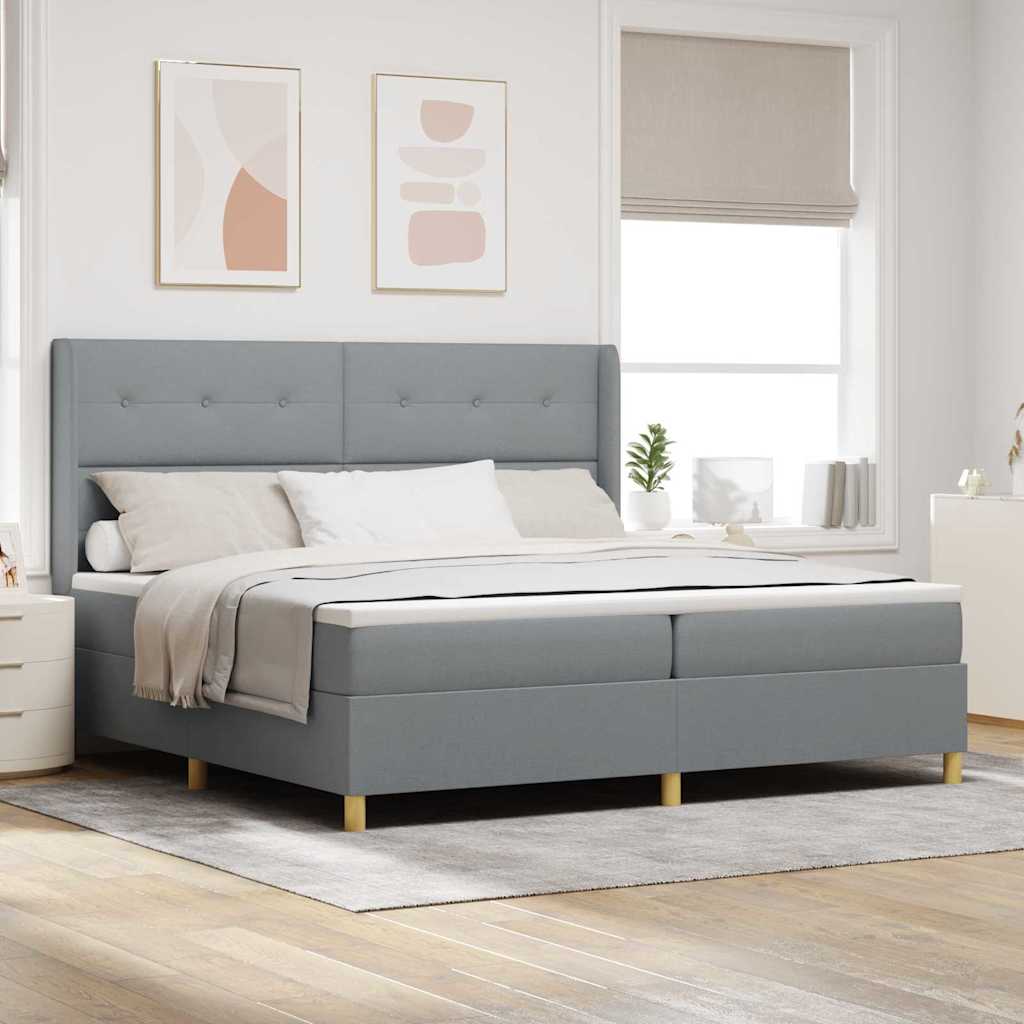 vidaXL Boxspringbed met hoofdeinde Lichtgrijs 200 x 200 cm Stof