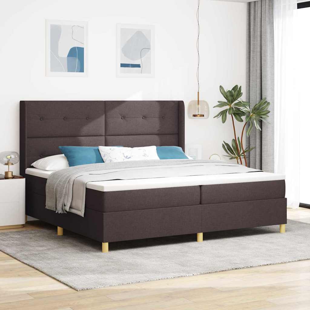 vidaXL Boxspringbed met hoofdeinde Donkerbruin 200 x 200 cm Stof