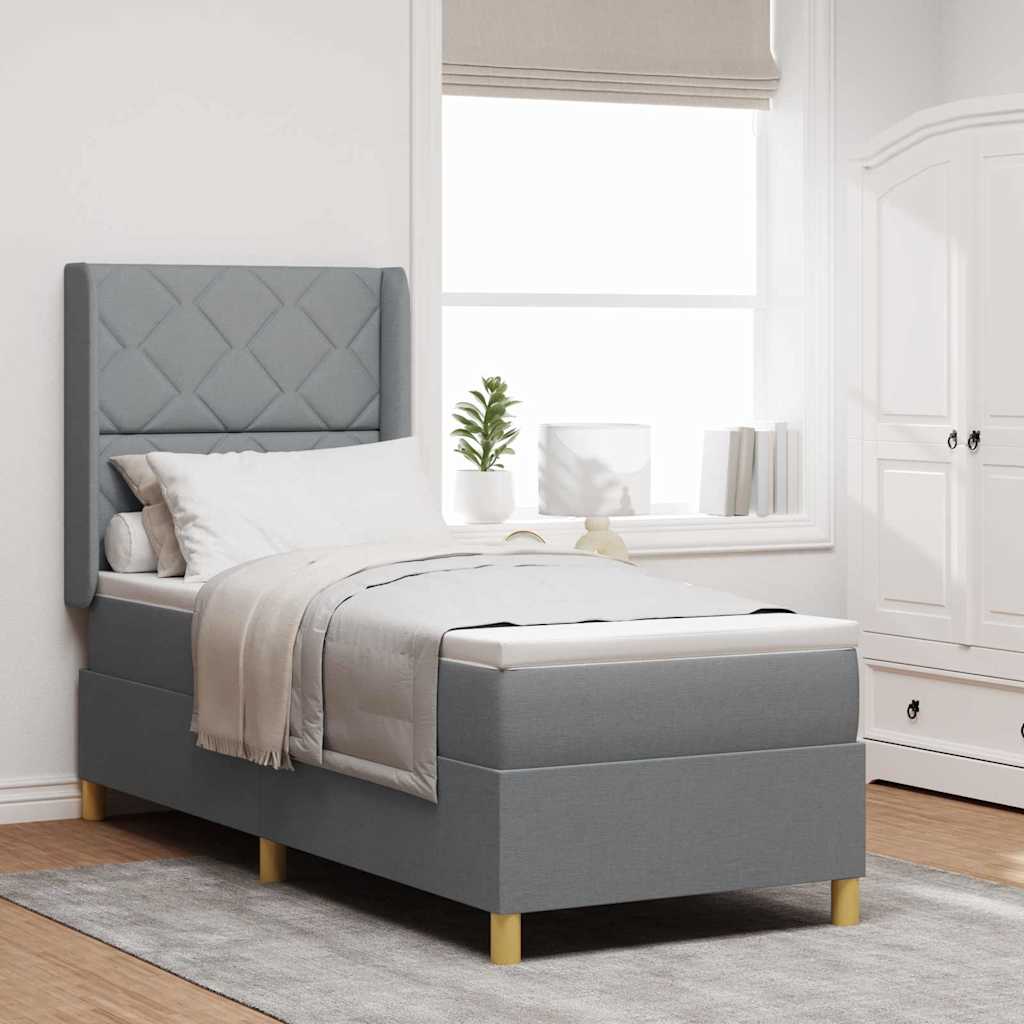 Boxspringbed met hoofdeinde Lichtgrijs 80 x 200 cm Stof is nu te koop bij PeponiXL, paradijselijk wonen!