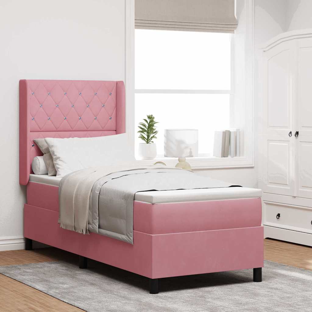 Boxspringbed met matras met hoofdeinde Roze 80 x 200 cm Fluweel is nu te koop bij PeponiXL, paradijselijk wonen!