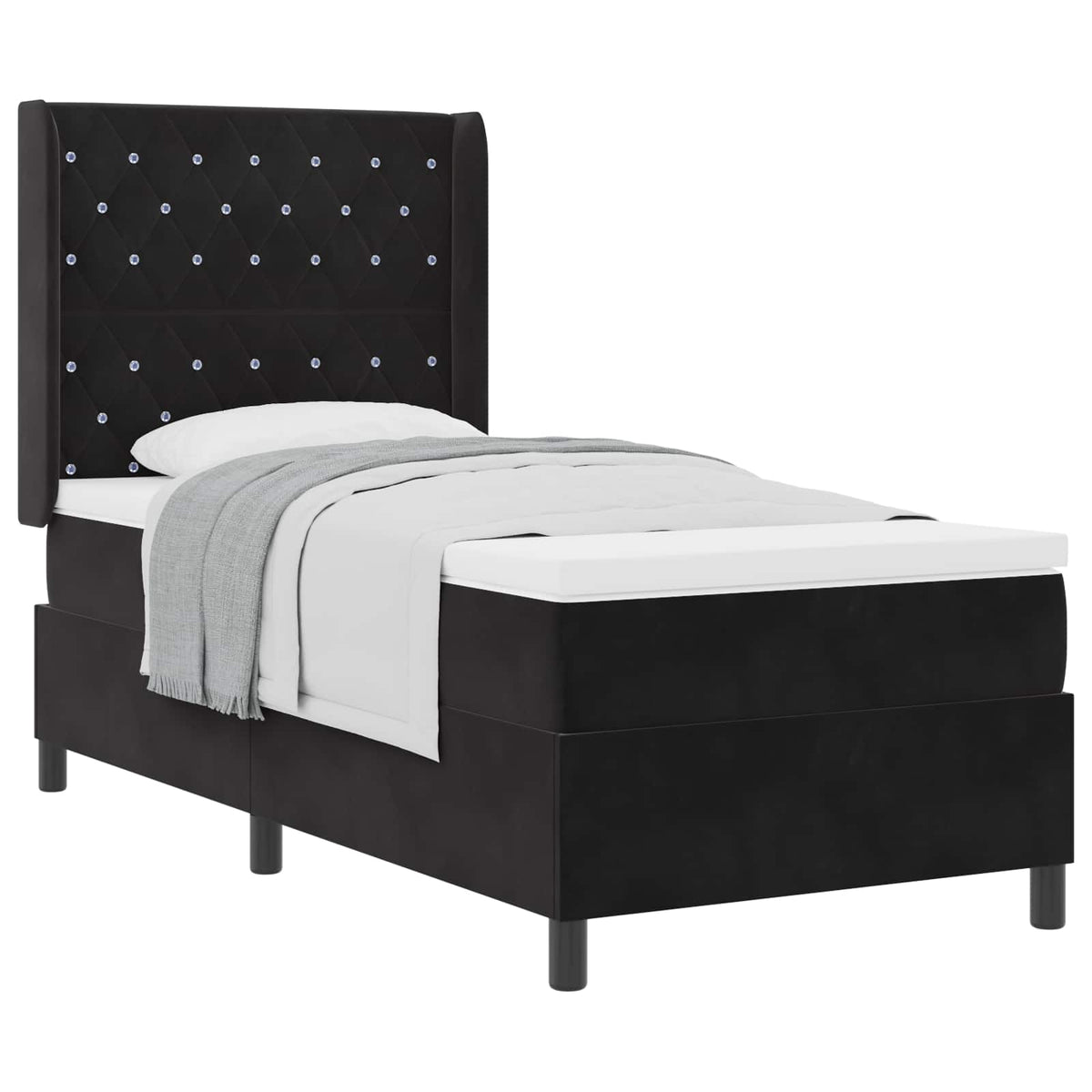 Boxspringbed met matras Zwart 90 x 190 cm Fluweel is nu te koop bij PeponiXL, paradijselijk wonen!