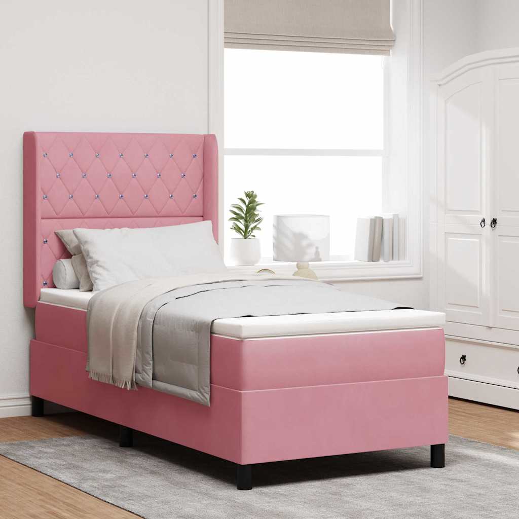 Boxspringbed met matras Roze 100 x 200 cm Fluweel is nu te koop bij PeponiXL, paradijselijk wonen!