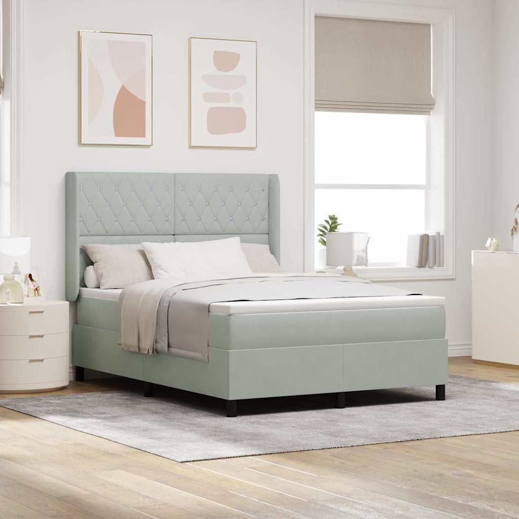 Boxspringbed met matras Lichtgrijs 140 x 200 cm Fluweel is nu te koop bij PeponiXL, paradijselijk wonen!