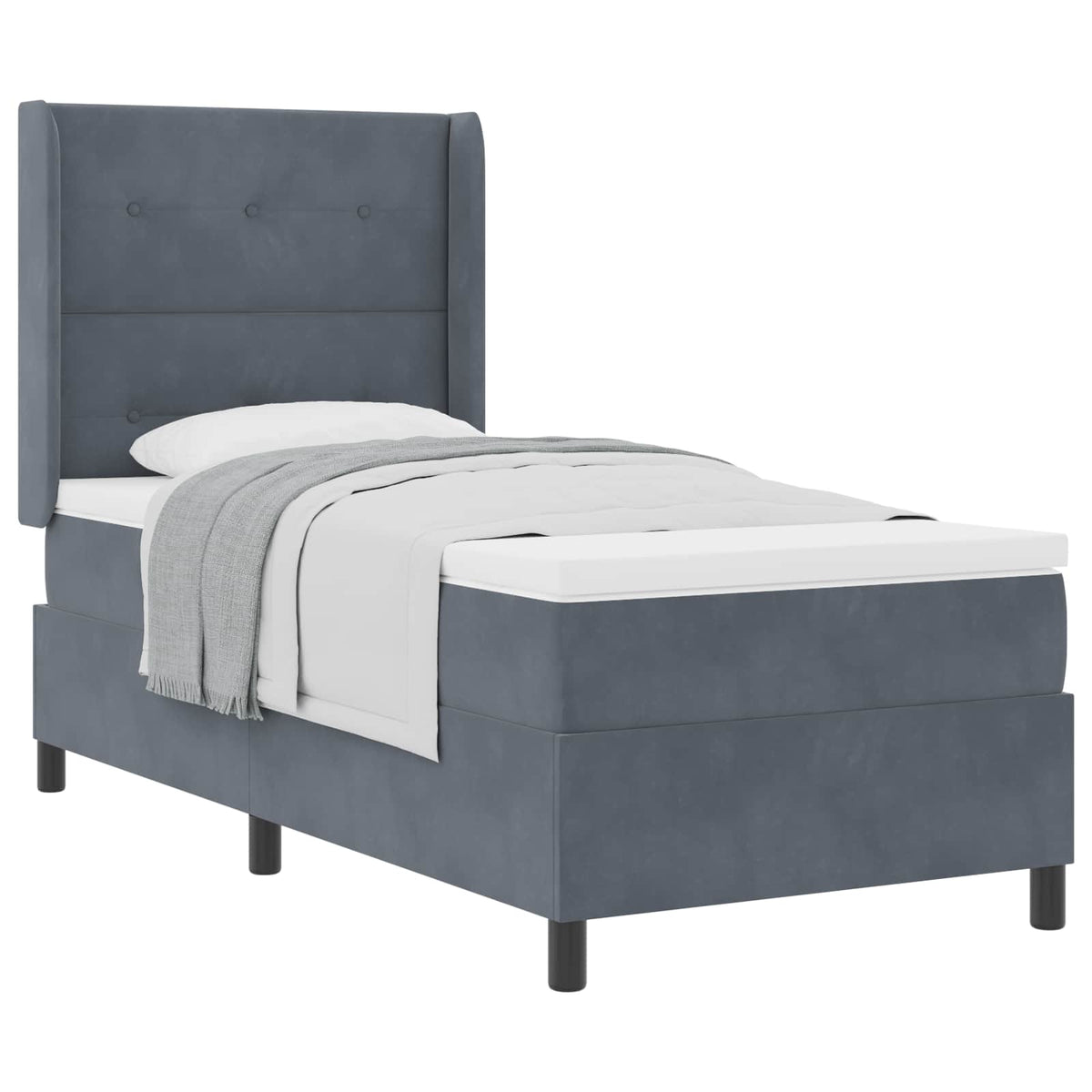 Boxspringbed met matras Donkergrijs 90 x 190 cm Fluweel is nu te koop bij PeponiXL, paradijselijk wonen!