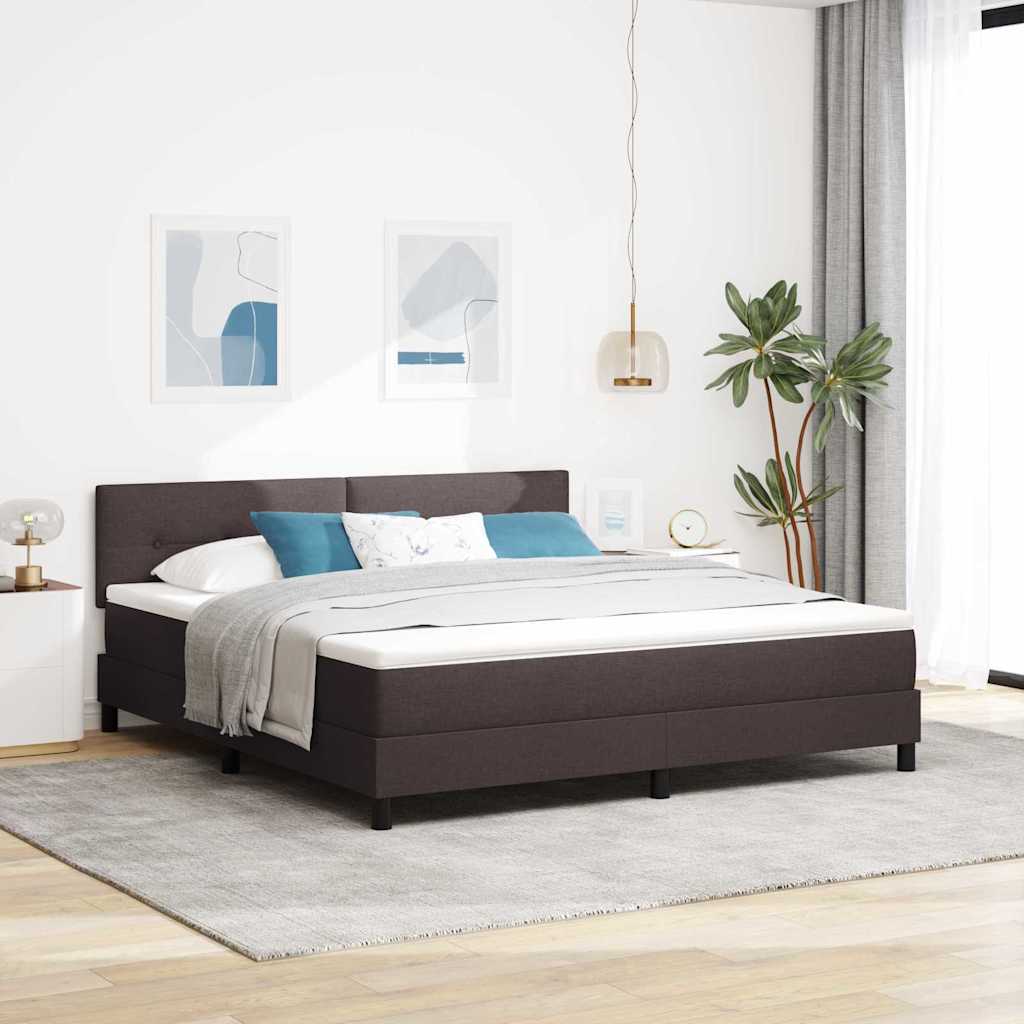 vidaXL Boxspring bed met hoofdeinde Donkerbruin 180 x 200 cm Stof