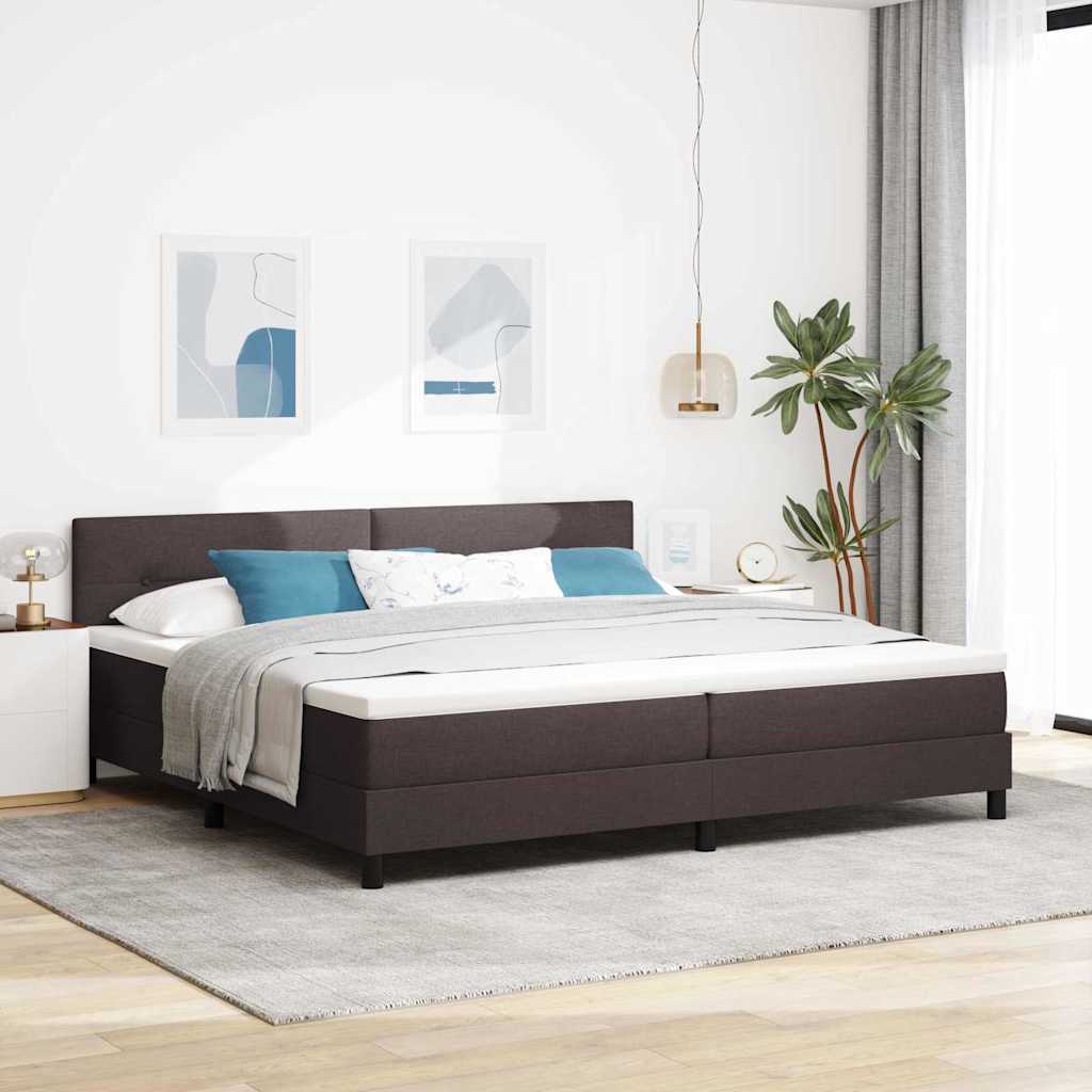 vidaXL Boxspring bed met hoofdeinde Donkerbruin 200 x 200 cm Stof