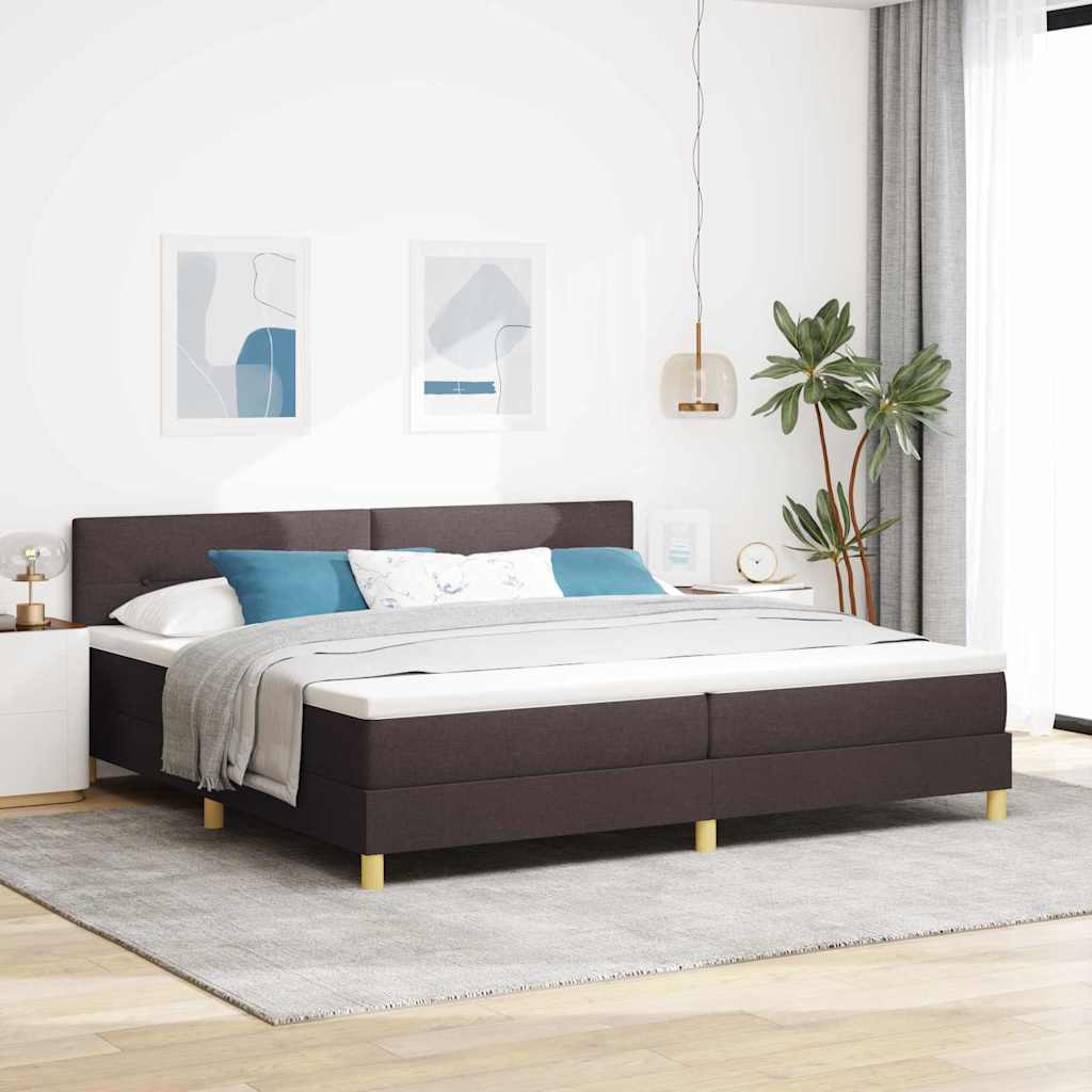 vidaXL LED Box Spring Bed met hoofdeinde Donkerbruin 200 x 200 cm Stof