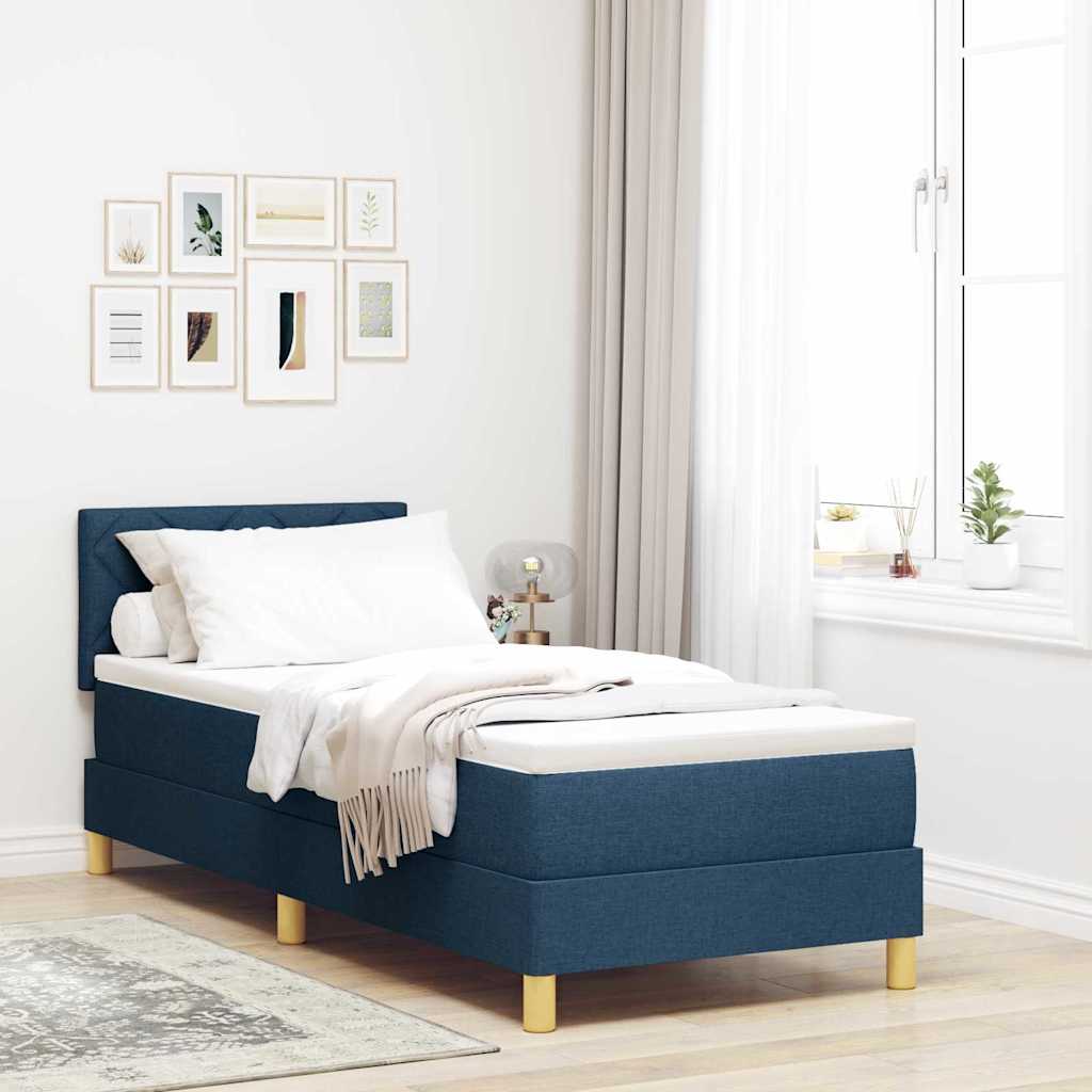 LED Box Spring Bed met hoofdeinde Blauw 80 x 200 cm Stof is nu te koop bij PeponiXL, paradijselijk wonen!