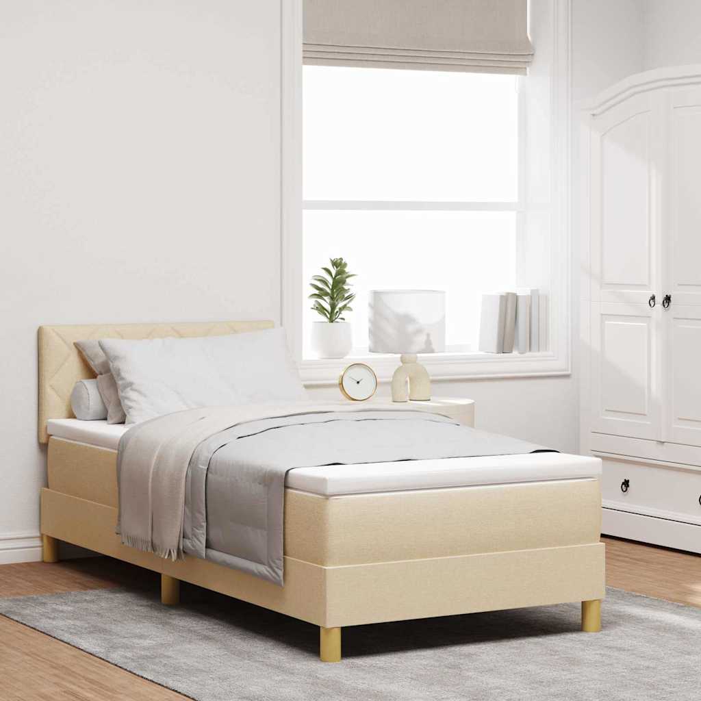LED Box Spring Bed met hoofdeinde Crème 90 x 200 cm Stof is nu te koop bij PeponiXL, paradijselijk wonen!