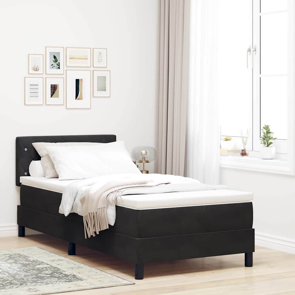 LED Box Spring Bed met matras met LED Zwart 90 x 190 cm Fluweel is nu te koop bij PeponiXL, paradijselijk wonen!