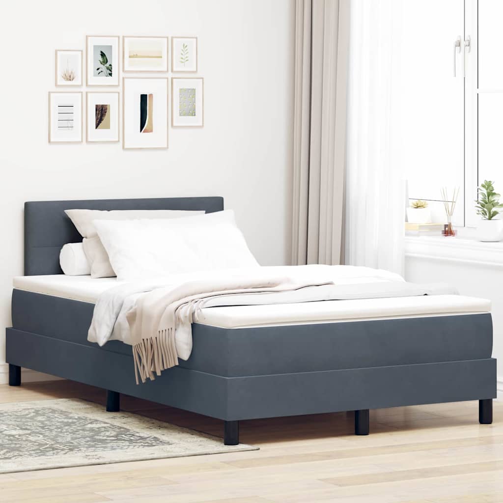 LED Box Spring Bed met matras Donkergrijs 120 x 190 cm Fluweel is nu te koop bij PeponiXL, paradijselijk wonen!