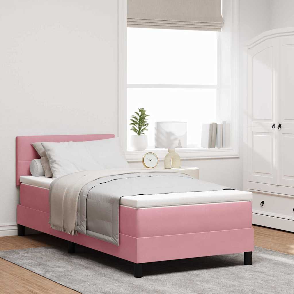 LED Box Spring Bed met hoofdeinde Roze 120 x 200 cm Fluweel is nu te koop bij PeponiXL, paradijselijk wonen!