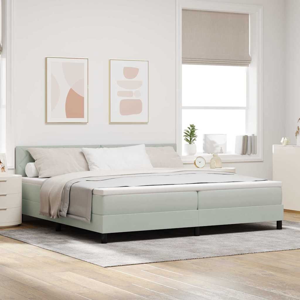 LED Box Spring Bed Lichtgrijs 200 x 200 cm Fluweel is nu te koop bij PeponiXL, paradijselijk wonen!