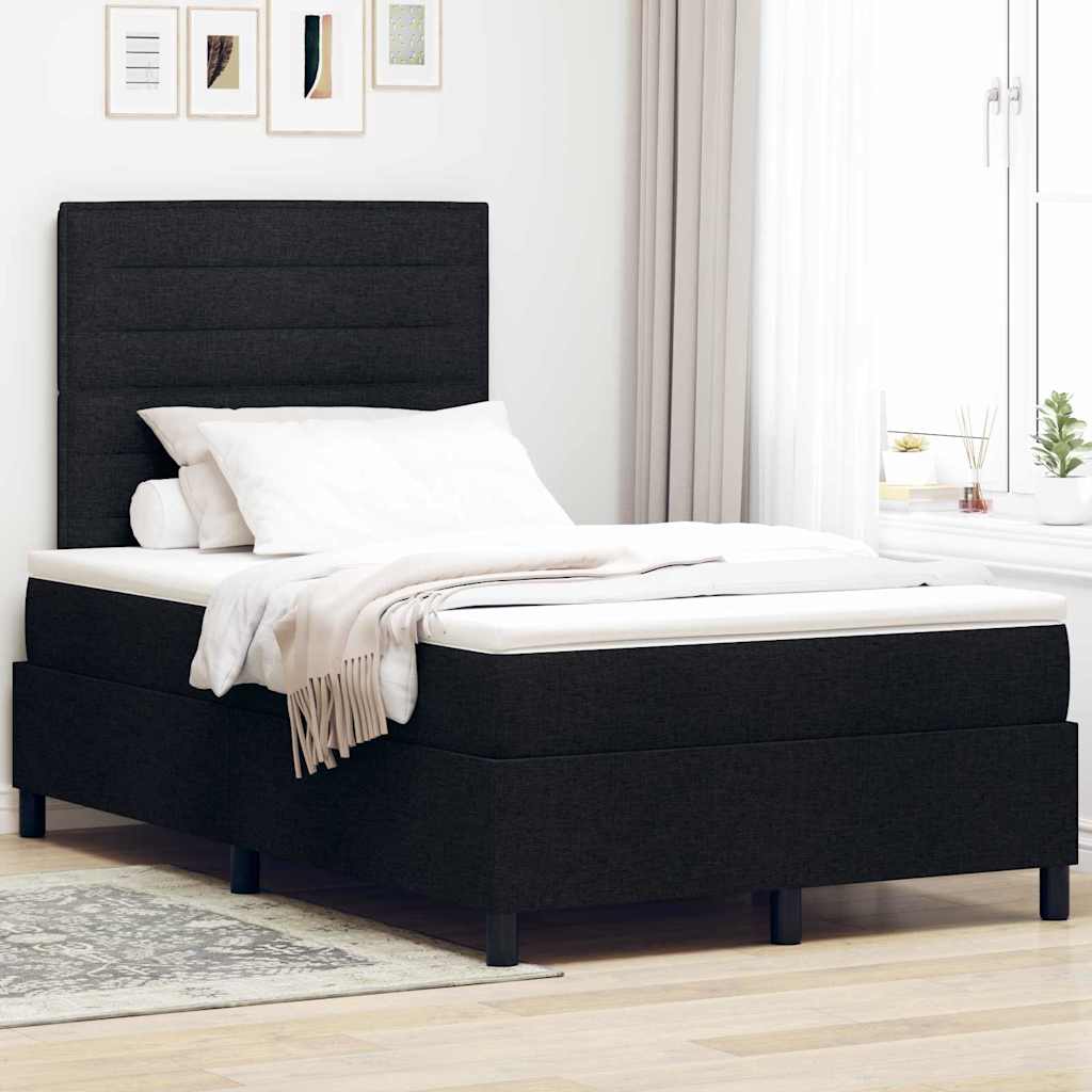 Boxspring bed met matras met LED Zwart 120 x 190 cm Stof is nu te koop bij PeponiXL, paradijselijk wonen!