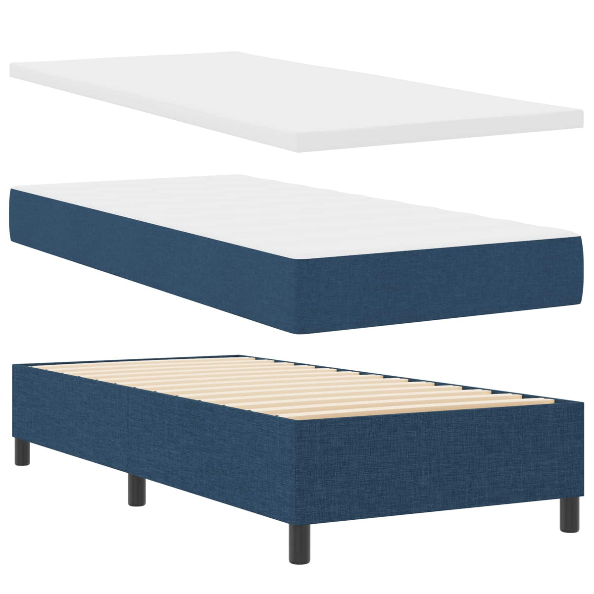 Boxspring bed met LED-stripverlichting Blauw 90 x 190 cm Stof is nu te koop bij PeponiXL, paradijselijk wonen!