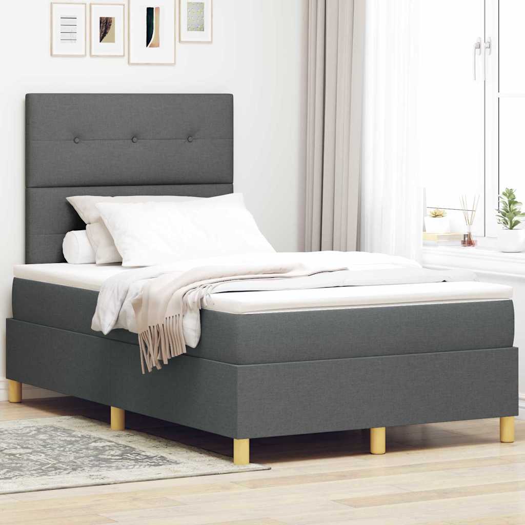 LED Box Spring Bed met hoofdeinde Donkergrijs 120 x 190 cm Stof is nu te koop bij PeponiXL, paradijselijk wonen!