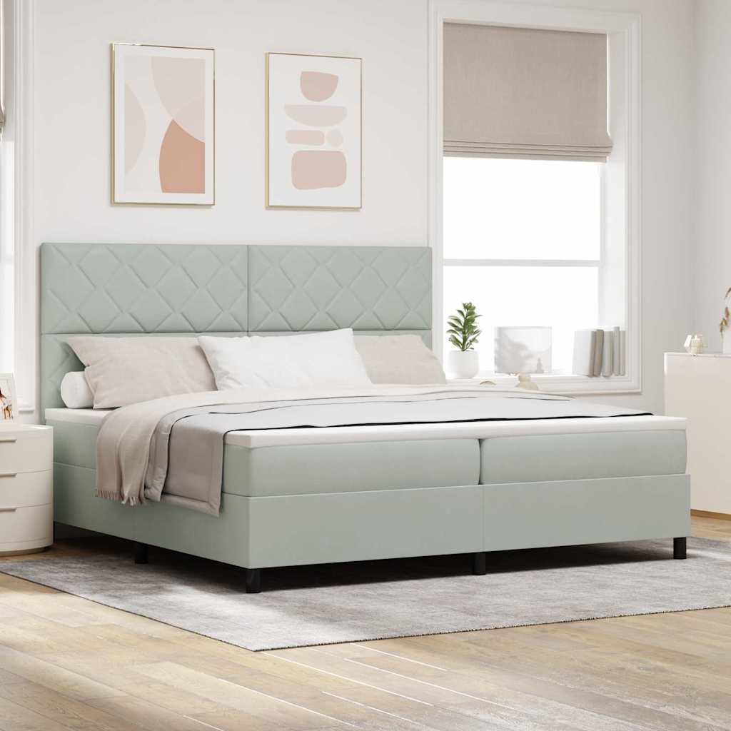 LED Box Spring Bed Lichtgrijs 200 x 200 cm Fluweel is nu te koop bij PeponiXL, paradijselijk wonen!