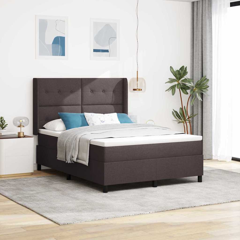 LED Box Spring Bed met matras Donkerbruin 140 x 190 cm Stof is nu te koop bij PeponiXL, paradijselijk wonen!