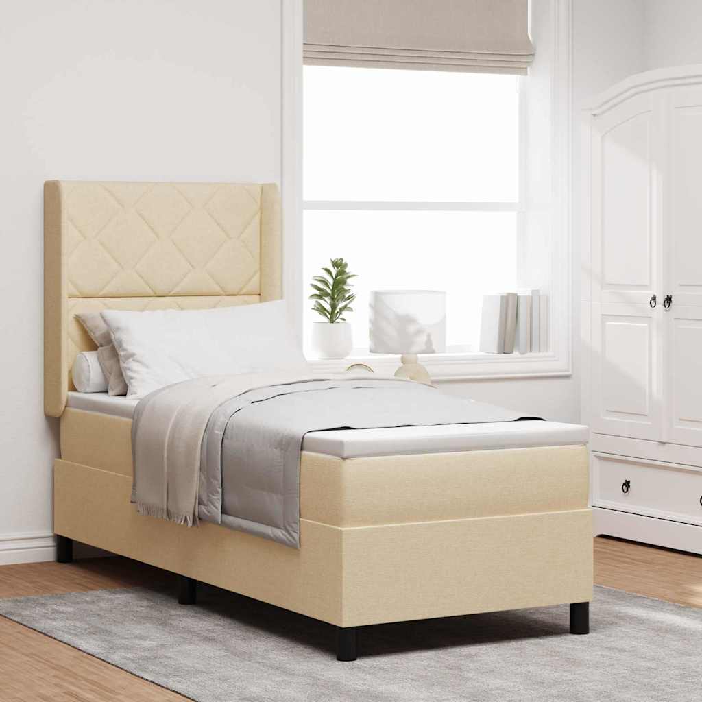 LED Box Spring Bed met hoofdeinde Crème 80 x 200 cm Stof is nu te koop bij PeponiXL, paradijselijk wonen!