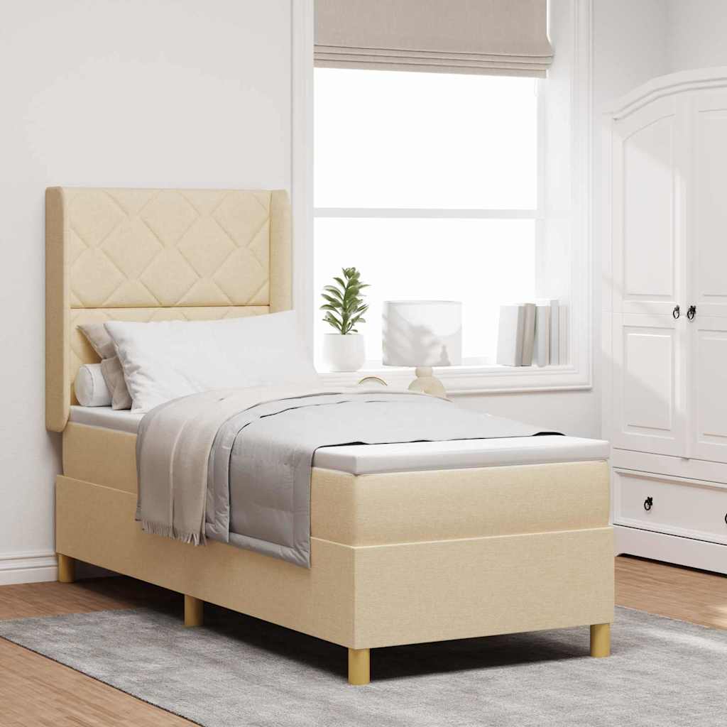 Boxspringbed met LED-stripverlichting Crème 80 x 200 cm Stof is nu te koop bij PeponiXL, paradijselijk wonen!