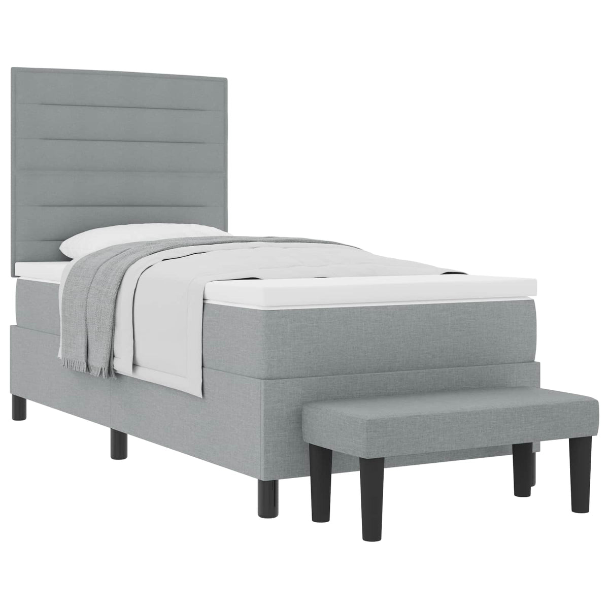 Boxspringbed met hoofdeinde Lichtgrijs 80 x 200 cm Stof is nu te koop bij PeponiXL, paradijselijk wonen!