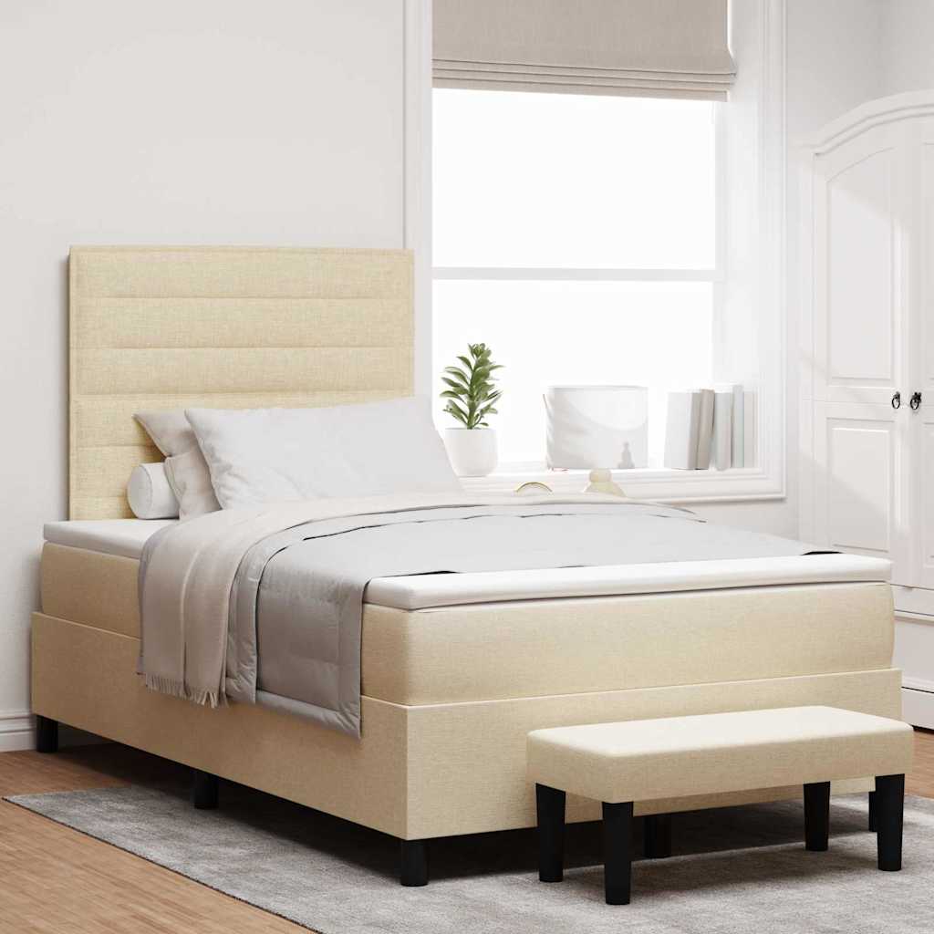Boxspringbed met hoofdeinde Crème 120 x 200 cm Stof is nu te koop bij PeponiXL, paradijselijk wonen!