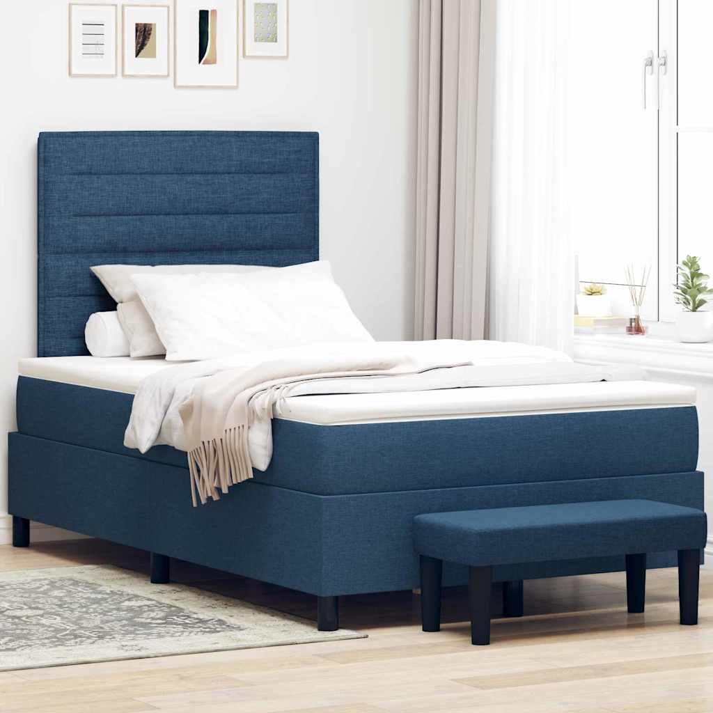 Boxspringbed met hoofdeinde Blauw 120 x 200 cm Stof is nu te koop bij PeponiXL, paradijselijk wonen!