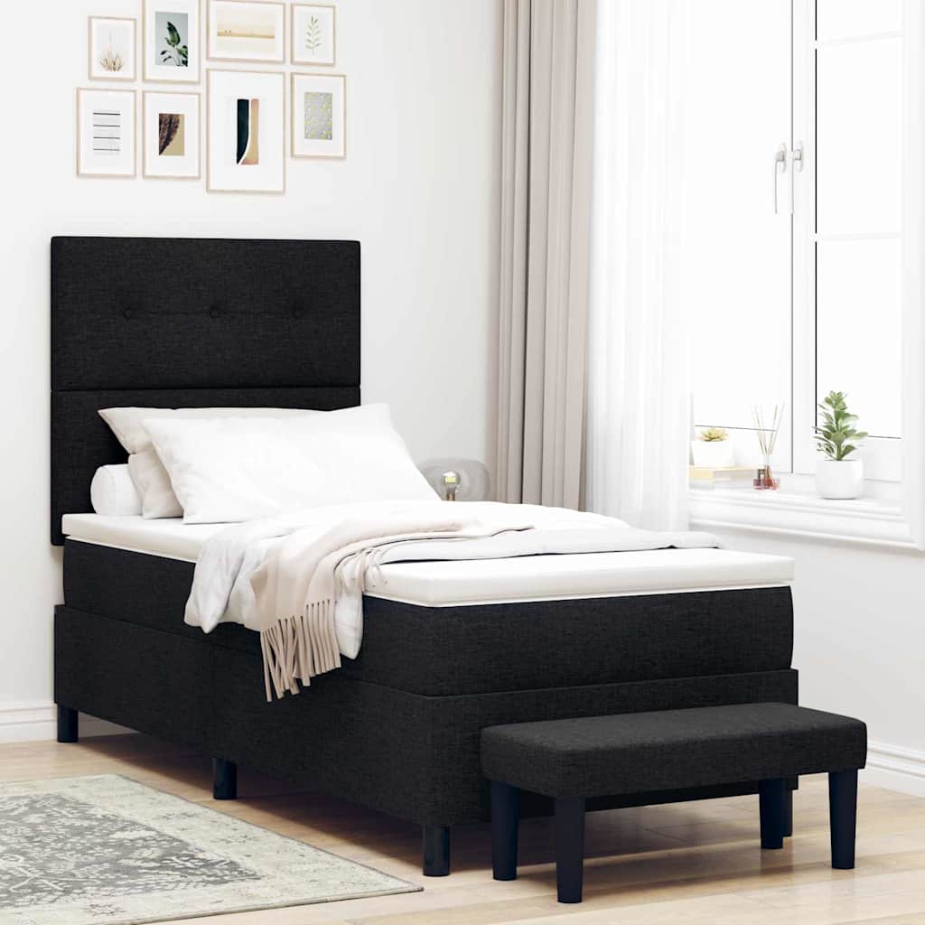 Boxspringbed met hoofdeinde Zwart 100 x 200 cm Stof is nu te koop bij PeponiXL, paradijselijk wonen!