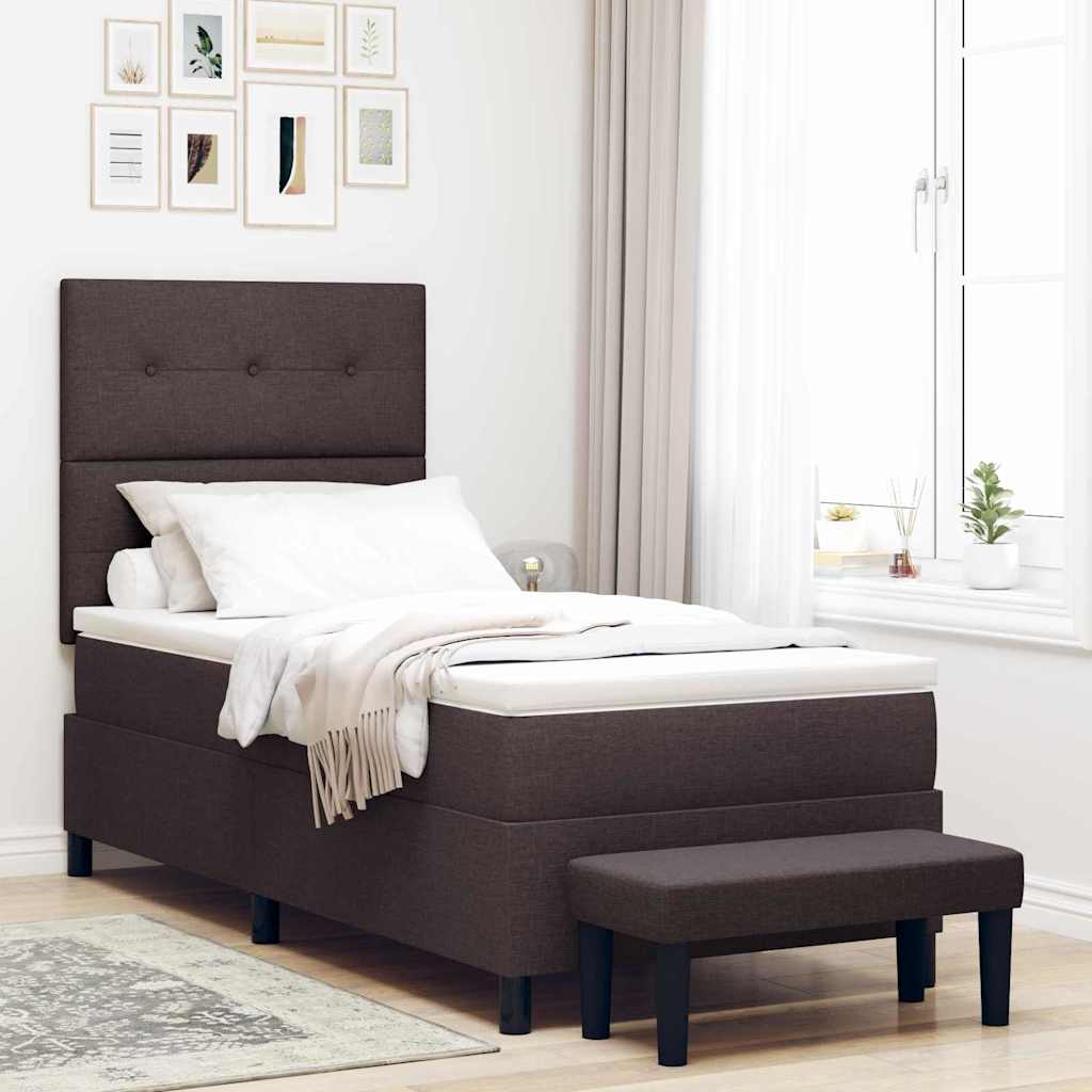 vidaXL Boxspringbed met hoofdeinde Donkerbruin 100 x 200 cm Stof