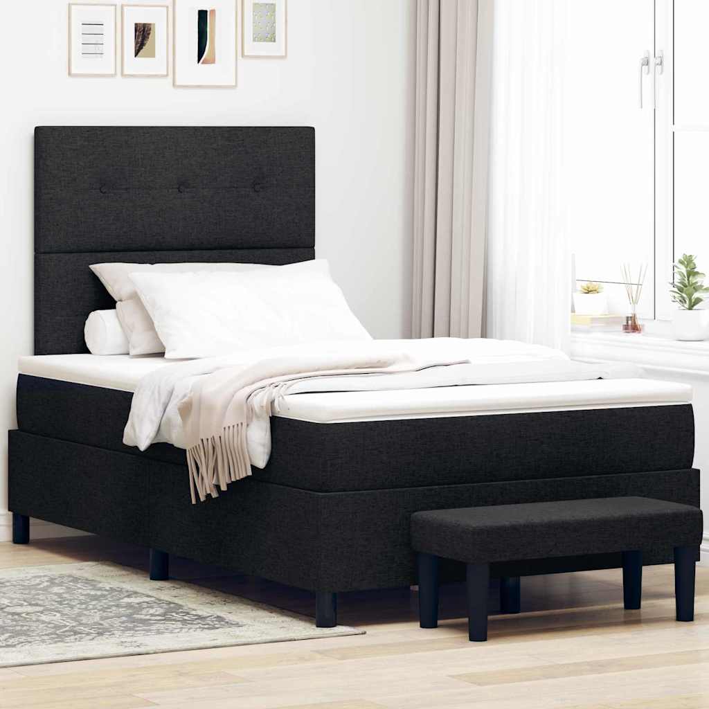 Boxspringbed met kussen met hoofdeinde Zwart 120 x 200 cm Stof is nu te koop bij PeponiXL, paradijselijk wonen!